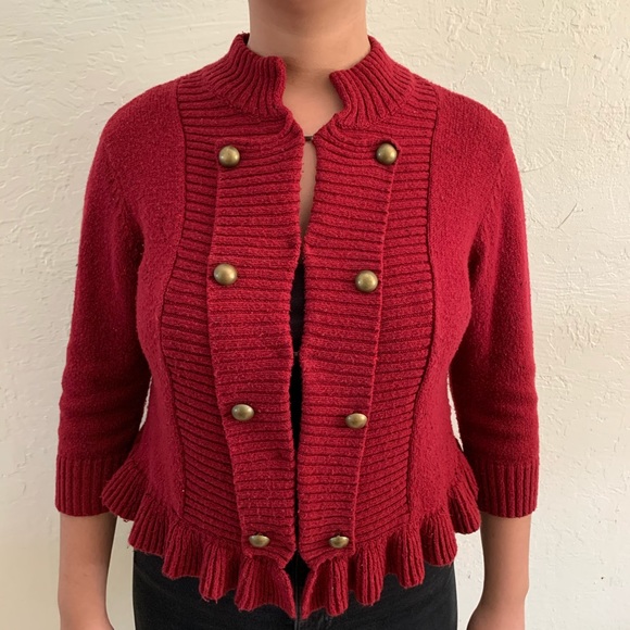 Decree Military Jacket Burgundy XL - Picture 2 of 5